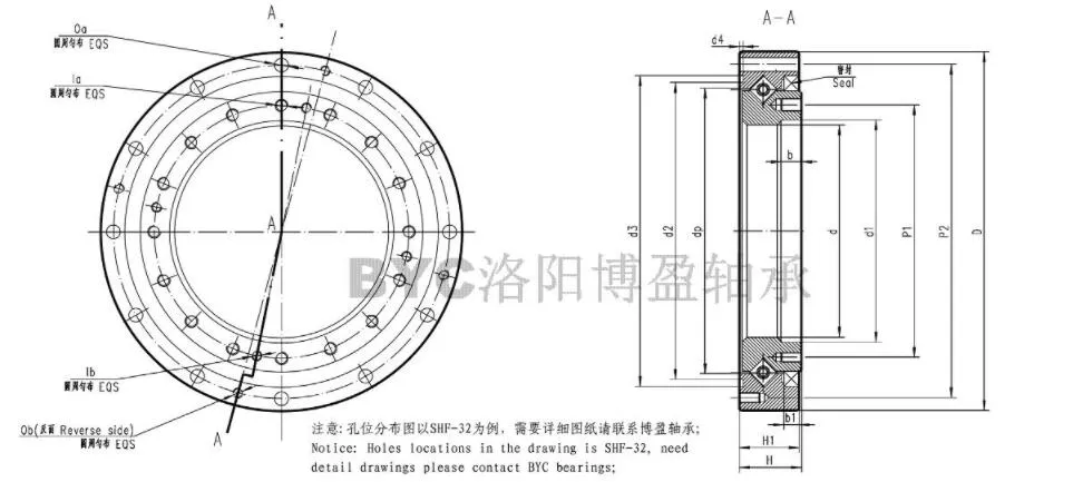 BSHF/BSHG型諧波減速機(jī)軸承孔位分布圖